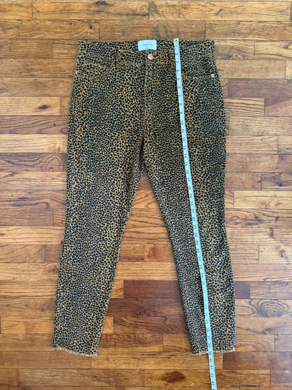 Current/Elliott High Waist Stiletto Leopard Print Crop Skinny Jeans Raw Hem - 10 - Picture 12 of 16